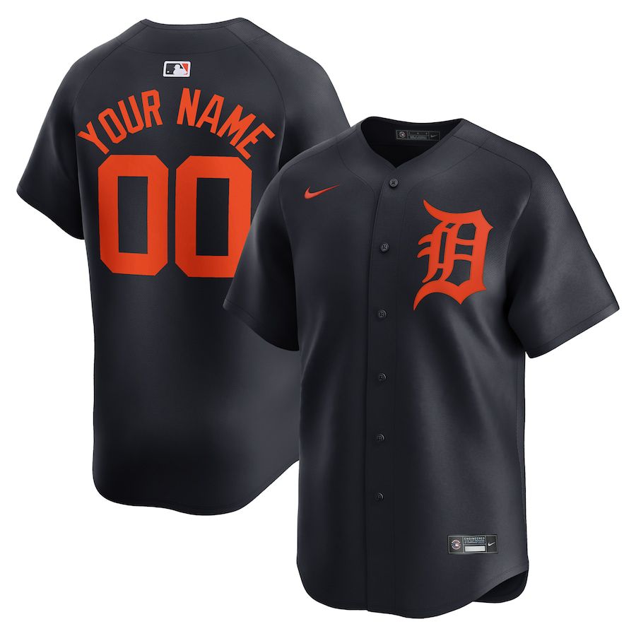 Men Detroit Tigers Nike Navy Alternate Limited Custom MLB Jersey->customized mlb jersey->Custom Jersey